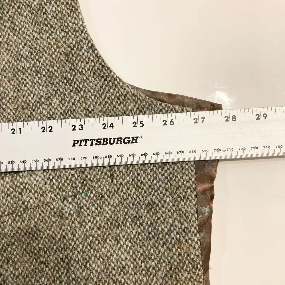 NWOT PETER CHRISTIAN Waistcoat Vest 54R Brown Wool Harris-Tweed Hand-Woven 5Bttn